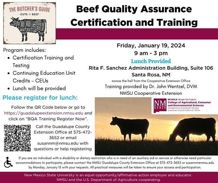 Beef Quality Assurance Certification flyer